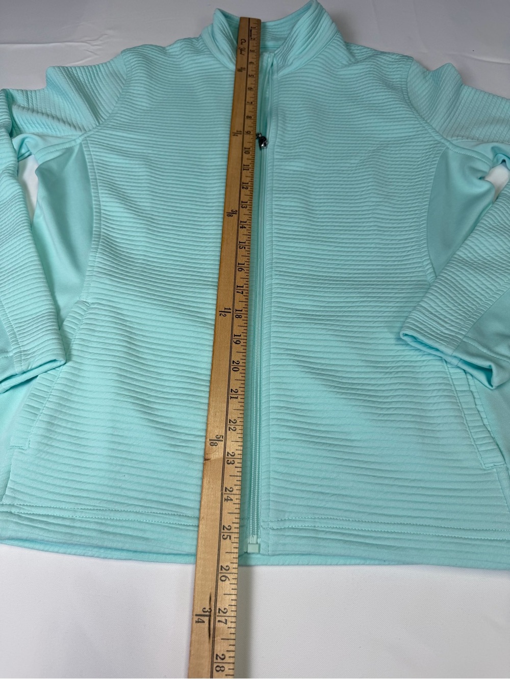 Pebble Beach light aqua Ribbed Performance Jacket - full zip - Picture 16 of 16